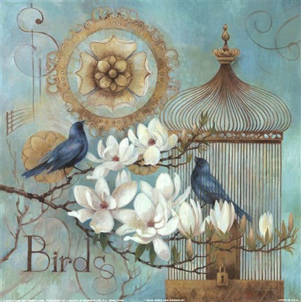 Blue Birds and Magnolia by Elaine Vollherbst-Lane
