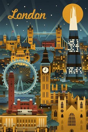 London Evening Ferris Wheel by Lantern Press