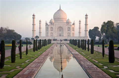 Reflection of a mausoleum in water, Taj Mahal, Agra, Uttar Pradesh, India by Panoramic Images